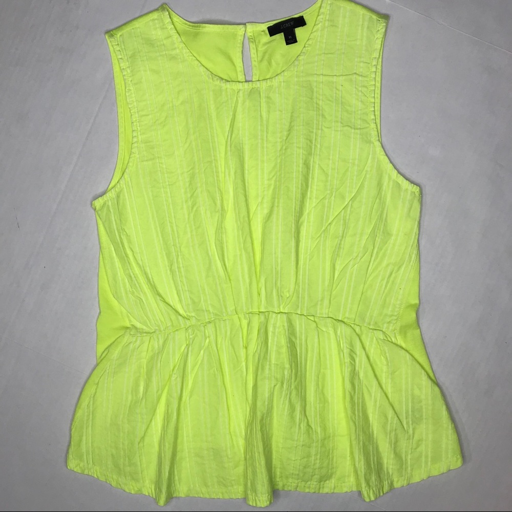 Neon yellow J. Crew peplum sleeveless top M